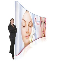 20ft Curve Tension Fabric Step and Repeat Backdrop
